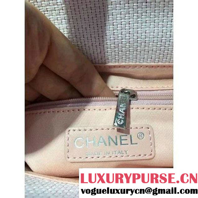 Chanel Toile Medium Deauville Canvas Flap Bag Pink 2016 (2A046-6050713 )