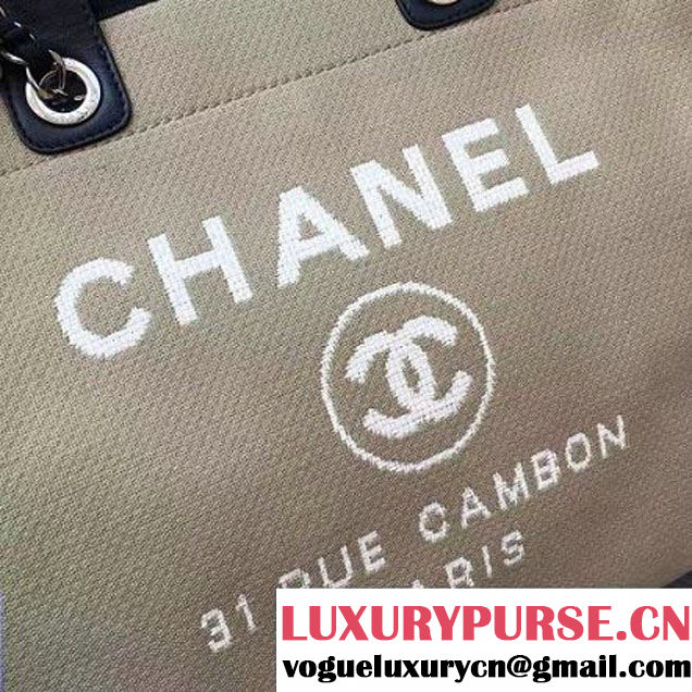 Chanel Toile Large Deauville Canvas Shopping Bag Beige 2015 (2A143-7022112 )