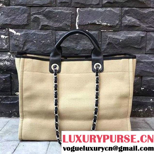 Chanel Toile Large Deauville Canvas Shopping Bag Beige 2015 (2A143-7022112 )