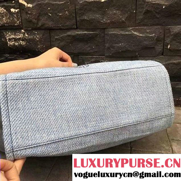 Chanel Toile Large Deauville Canvas Shopping Bag Light Blue 2015 (2A143-7022114 )