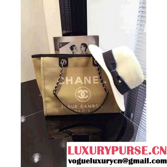 Chanel Toile Medium Deauville Canvas Shopping Bag Beige 2016 (LZ-7022126 )