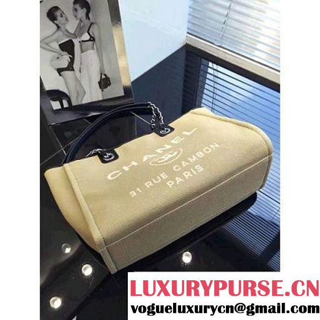 Chanel Toile Medium Deauville Canvas Shopping Bag Beige 2016 (LZ-7022126 )
