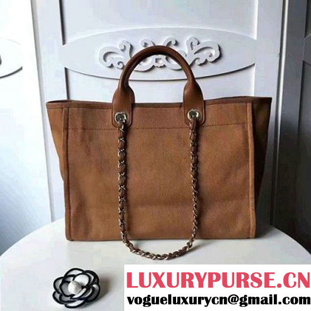 Chanel Toile Large Deauville Canvas Shopping Bag Camel with Sequin 2017 (KS-7041012 )