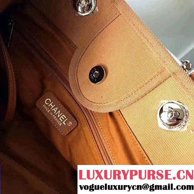 Chanel Toile Large Deauville Canvas Shopping Bag Camel with Sequin 2017 (KS-7041012 )