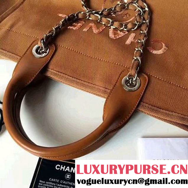 Chanel Toile Large Deauville Canvas Shopping Bag Camel with Sequin 2017 (KS-7041012 )