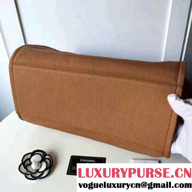 Chanel Toile Large Deauville Canvas Shopping Bag Camel with Sequin 2017 (KS-7041012 )