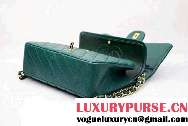 Chanel 2013 sheepskin jumbo double flap Bag Green