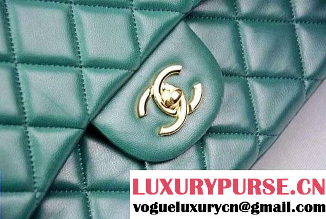 Chanel 2013 sheepskin jumbo double flap Bag Green