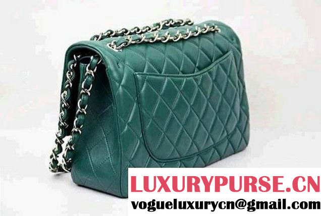 Chanel 2013 sheepskin jumbo double flap Bag Green