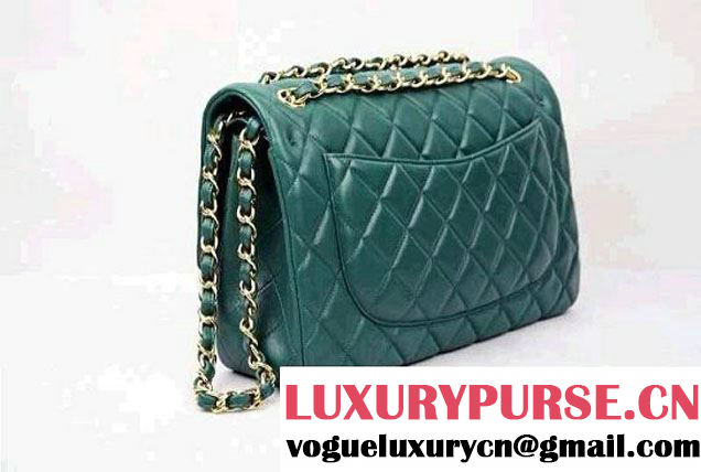Chanel 2013 sheepskin jumbo double flap Bag Green