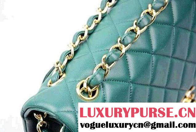 Chanel 2013 sheepskin jumbo double flap Bag Green