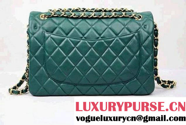 Chanel 2013 sheepskin jumbo double flap Bag Green
