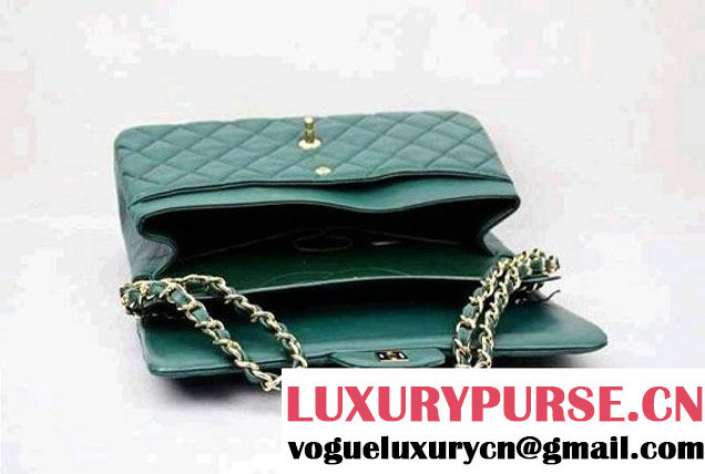 Chanel 2013 sheepskin jumbo double flap Bag Green