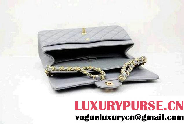 Chanel 2010 Lambskin Chain Jumbo Double Flap Shoulder Bag Grey(Golden hardware)