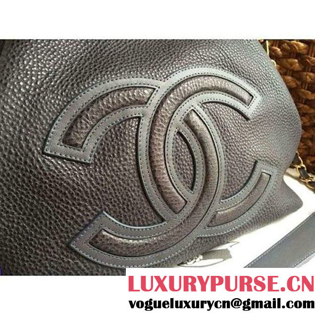 Chanel Drawstring Bucket Bag With A Big CC Signature in Grey-Blue (1a086-060623 )