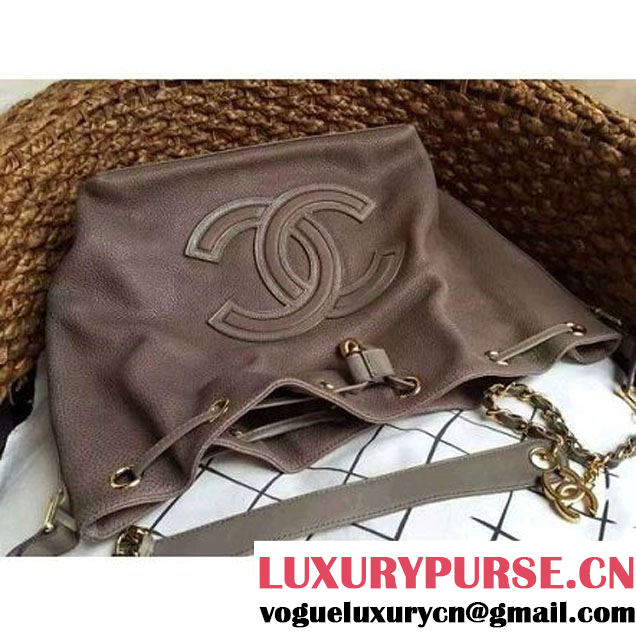 Chanel Drawstring Bucket Bag With A Big CC Signature in Grey (1a086-060624 )