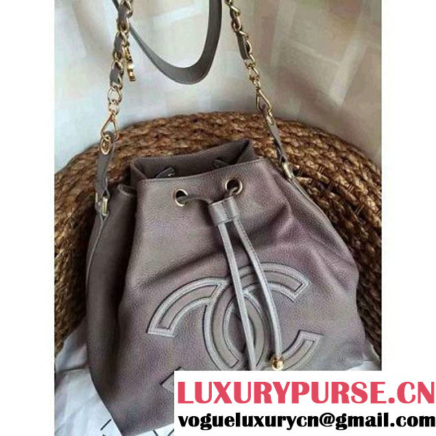 Chanel Drawstring Bucket Bag With A Big CC Signature in Grey (1a086-060624 )
