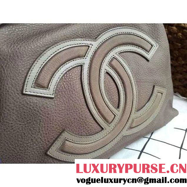 Chanel Drawstring Bucket Bag With A Big CC Signature in Grey (1a086-060624 )