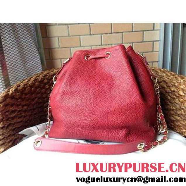 Chanel Drawstring Bucket Bag With A Big CC Signature in Red (1a086-060626 )
