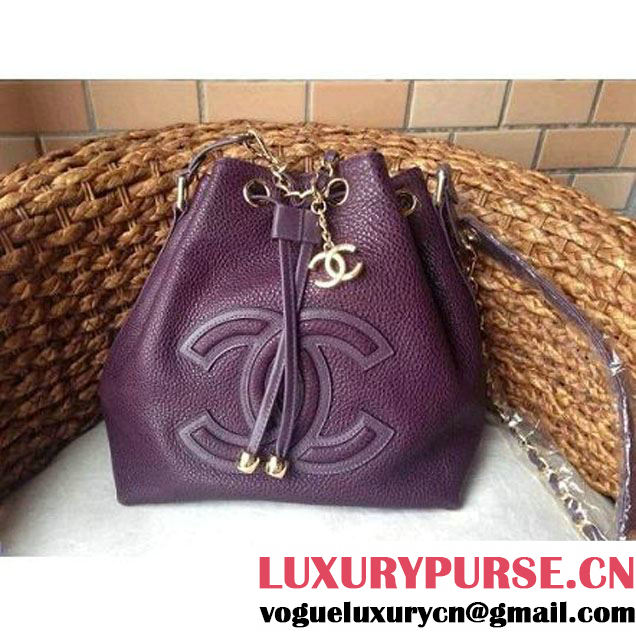 Chanel Drawstring Bucket Bag With A Big CC Signature in Purple (1a086-060628 )