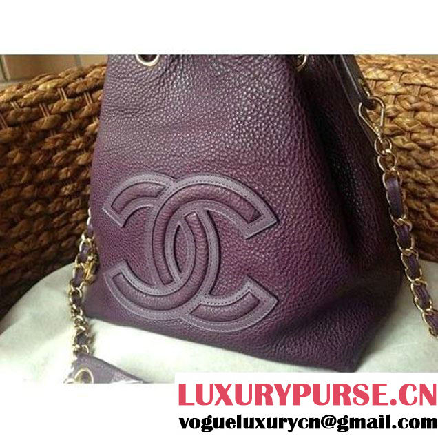 Chanel Drawstring Bucket Bag With A Big CC Signature in Purple (1a086-060628 )