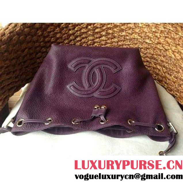 Chanel Drawstring Bucket Bag With A Big CC Signature in Purple (1a086-060628 )