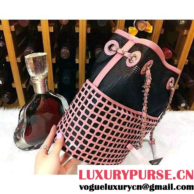 Chanel Hollowed-out Drawstring Bucket Bag in Pink 2015 (2a020-071402 )