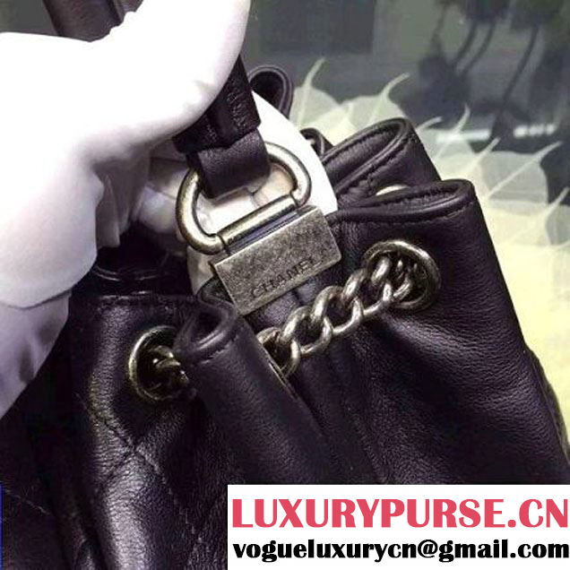 Chanel A93881 Calfskin Drawstring Handbag in Black Pre-SS 2016 (2a136-6021835 )