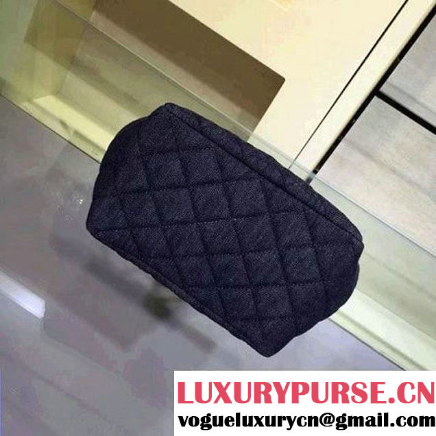Chanel A91136 Small Washed Denim Dark Blue Drawstring Bag Pre-S/S 2016 (2A143-6030312 )