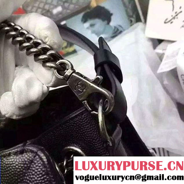 Chanel Small Single Top Handle CC Drawstring Bucket Bag Caviar Leather Black 2016 (2A057-6052307 )