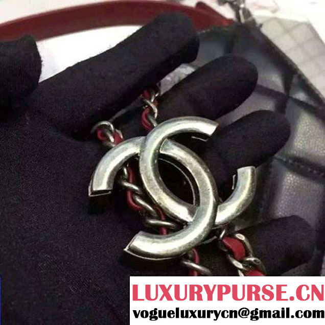 Chanel Small Single Top Handle CC Drawstring Bucket Bag Carviar Leather Black/Red 2016 (2A057-6052308 )