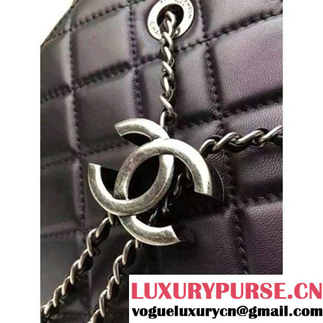 Chanel Small Single Top Handle CC Drawstring Bucket Bag Lambskin Black 2016 (2A057-6052309 )