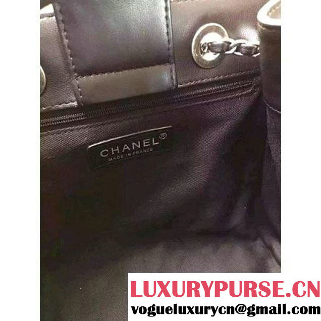 Chanel Small Single Top Handle CC Drawstring Bucket Bag Lambskin Black 2016 (2A057-6052309 )