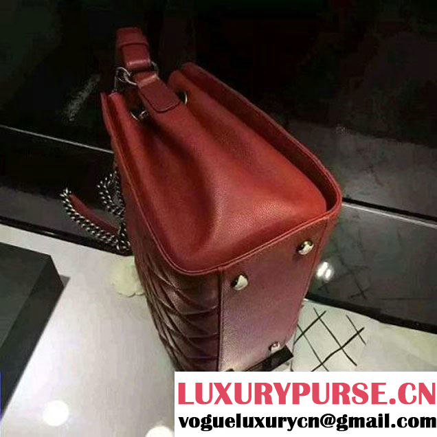 Chanel Small Single Top Handle CC Drawstring Bucket Bag Caviar Leather Red 2016 (2A057-6052312 )
