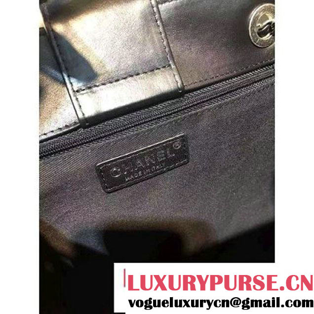 Chanel Large Single Top Handle CC Drawstring Bucket Bag Caviar Leather Black 2016 (2A057-6052313 )