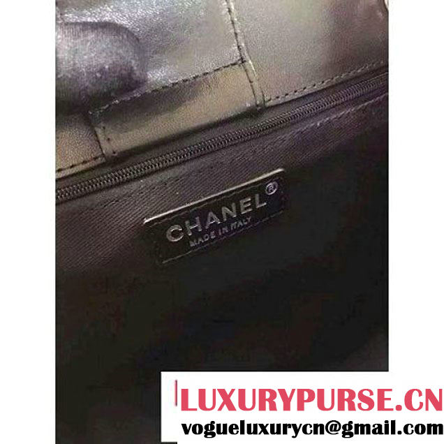 Chanel Large Single Top Handle CC Drawstring Bucket Bag Lambskin Black 2016 (2A057-6052515 )