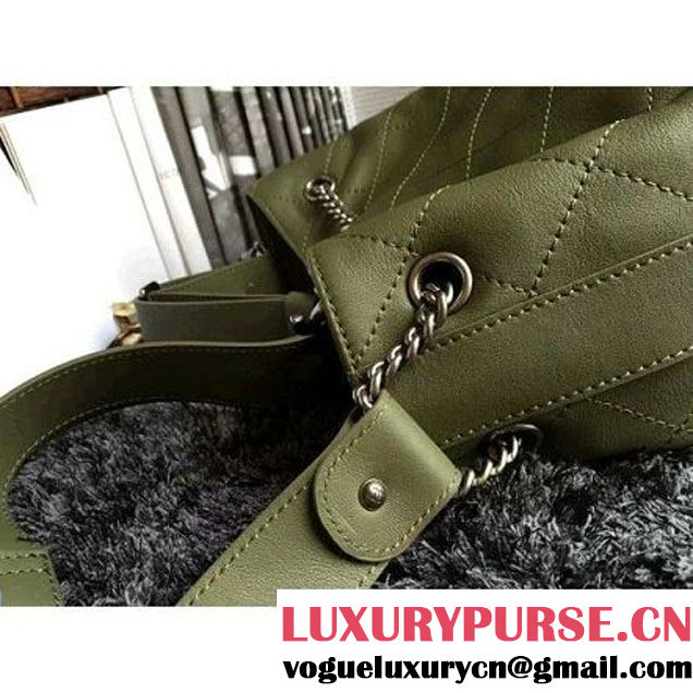 Chanel Calfskin Drawstring Bucket Bag 2016 Paris Olive (1a086-6052732 )