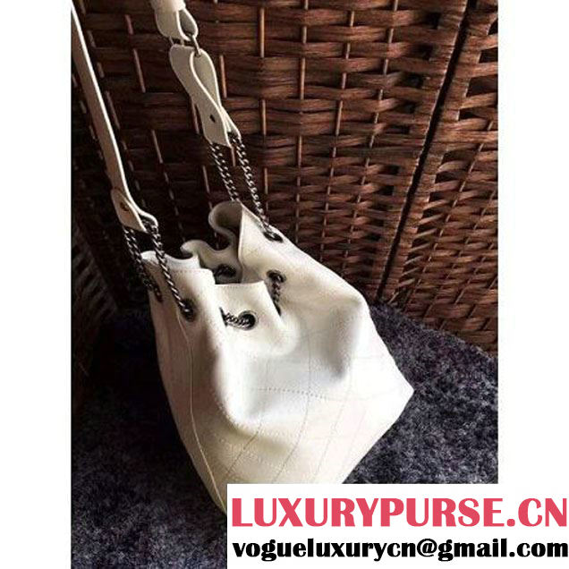 Chanel Calfskin Drawstring Bucket Bag 2016 Paris Off-White (1a086-6052733 )