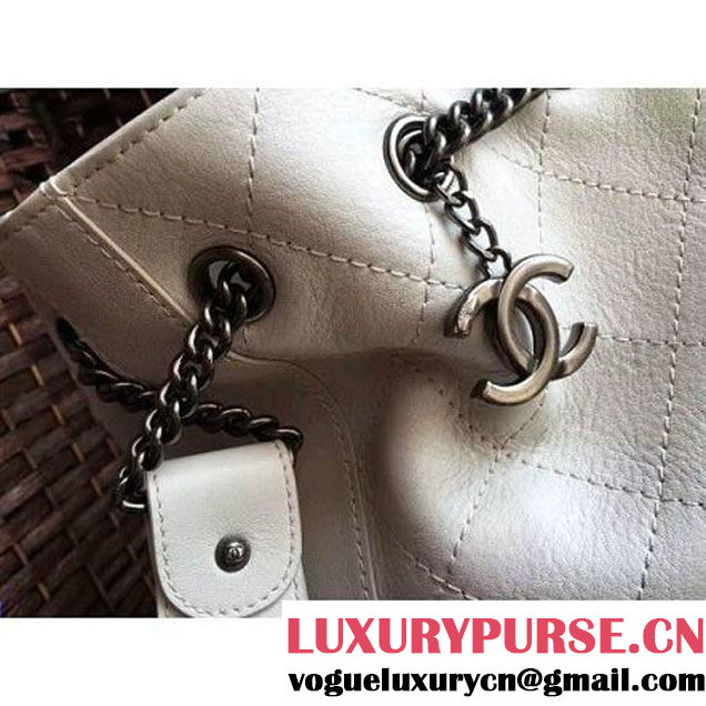 Chanel Calfskin Drawstring Bucket Bag 2016 Paris Off-White (1a086-6052733 )