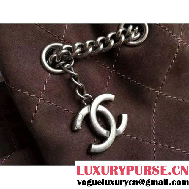 Chanel Suede Calfskin Drawstring Bucket Bag 2016 Paris Brown (1a086-6052734 )