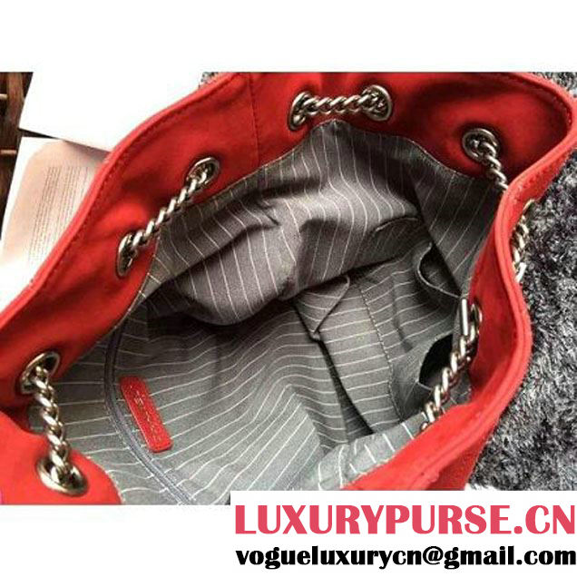 Chanel Suede Calfskin Drawstring Bucket Bag 2016 Paris Red (1a086-6052735 )