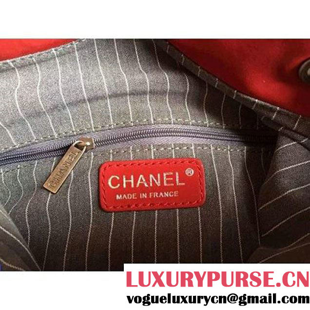 Chanel Suede Calfskin Drawstring Bucket Bag 2016 Paris Red (1a086-6052735 )