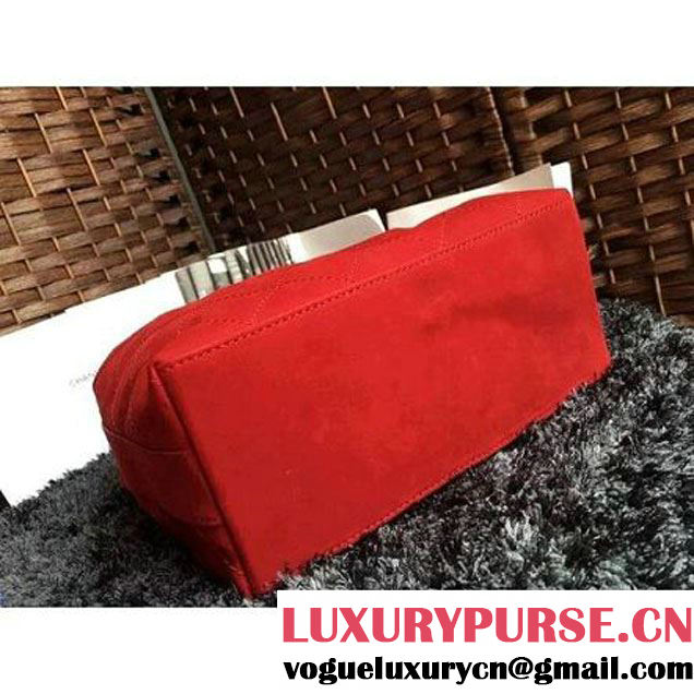 Chanel Suede Calfskin Drawstring Bucket Bag 2016 Paris Red (1a086-6052735 )