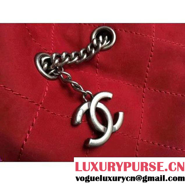 Chanel Suede Calfskin Drawstring Bucket Bag 2016 Paris Red (1a086-6052735 )