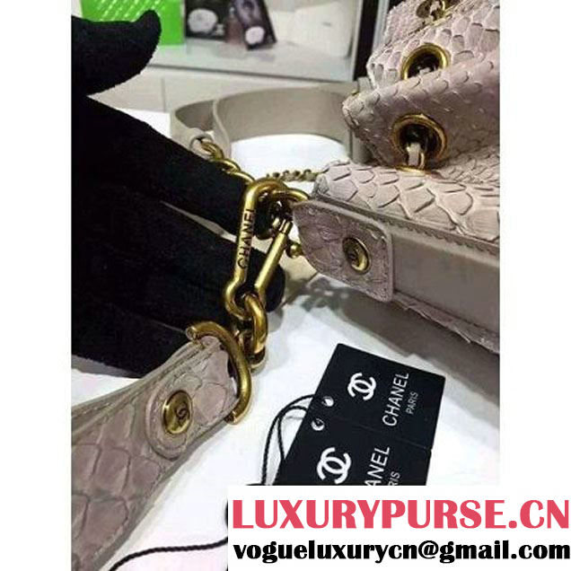 Chanel A93479 Python Leather Drawstring Bag Nude 2016 (1A145-6070410 )