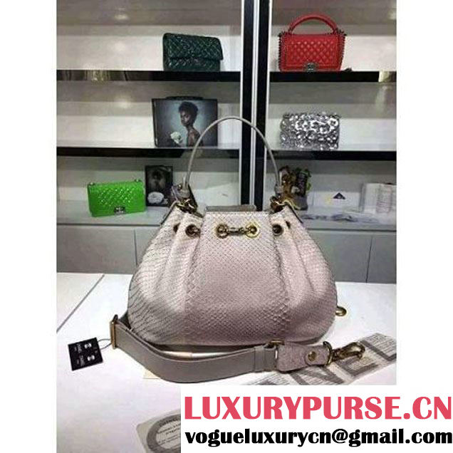 Chanel A93479 Python Leather Drawstring Bag Nude 2016 (1A145-6070410 )