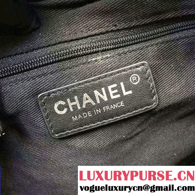Chanel Printed CC Drawstring Bucket Bag Washed Denim Gray 2016 (1A145-6080207 )