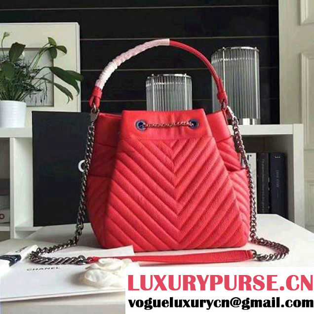 Chanel Calfskin Small Drawstring Bag A91135 Red Spring-Summer 2016 (KN-6080818 )