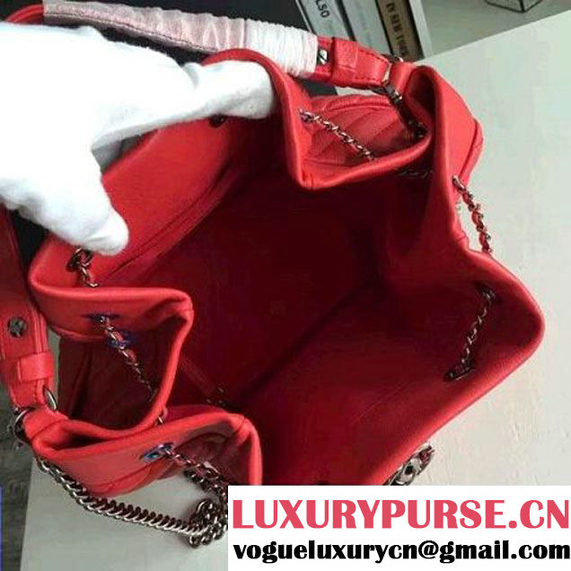 Chanel Calfskin Small Drawstring Bag A91135 Red Spring-Summer 2016 (KN-6080818 )
