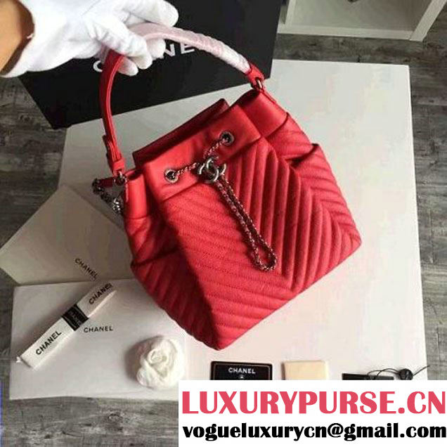Chanel Calfskin Small Drawstring Bag A91135 Red Spring-Summer 2016 (KN-6080818 )